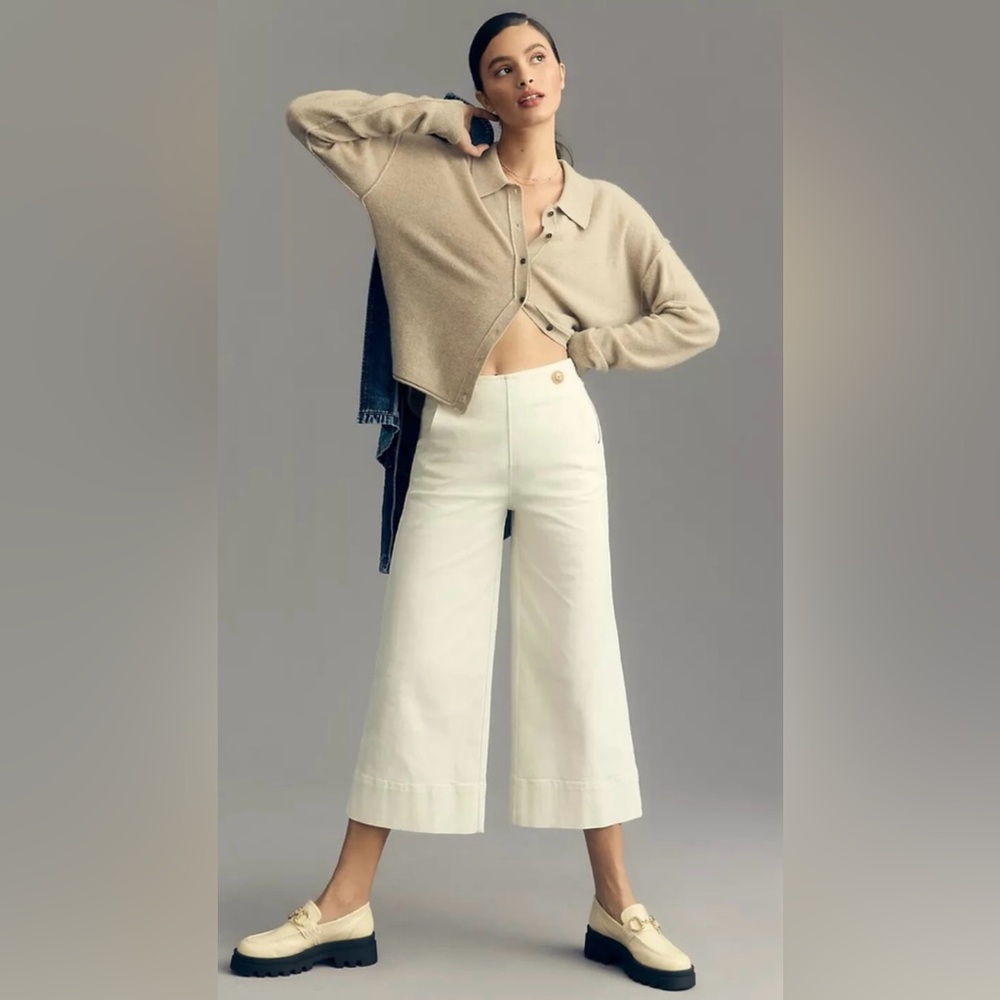 Maeve | Button Cropped Wide Leg Cropped Flare | Size 0 | Like New!!!